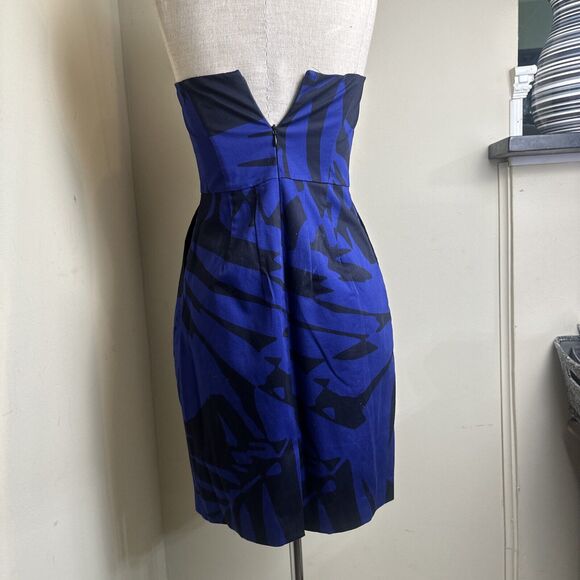 EXPRESS Design Studio Halter Strapless Blue Black Mini Dress Size 4 EUC - Picture 5 of 9